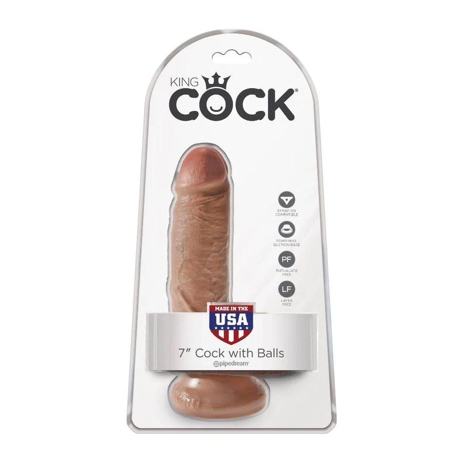 KING COCK - PÊNIS REALÍSTICO COM BOLAS 13.2 CM CARAMELO